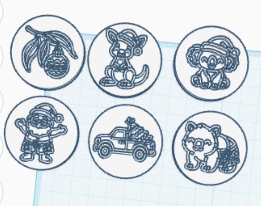 Aussie Christmas Playdough Stampers | Set of 6
