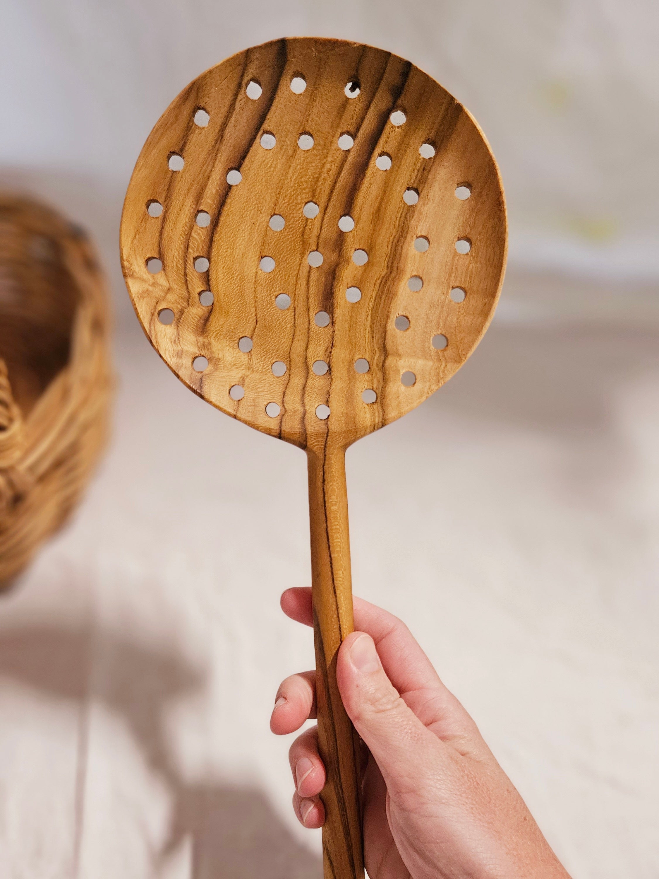 Teak Slotted Spoon | Papoose Toys image 1