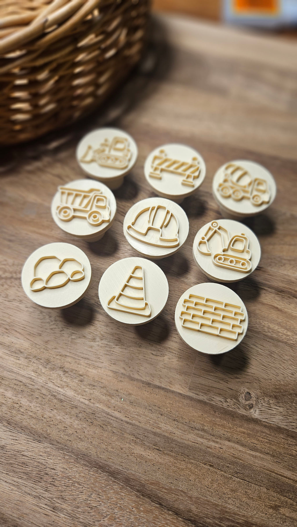 Construction playdough stampers, set of 9