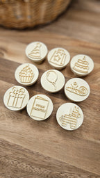 Birthday playdough stampers, set of 9