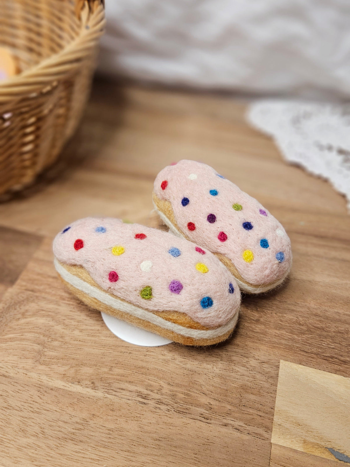 Felt Pink Sprinkle Eclair | JuniMoon